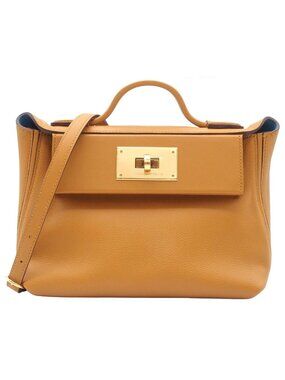 Hermes Sac Vanquatre Mini 24/24 Caramel New Blue Jean Evercolor Swift 2-Way